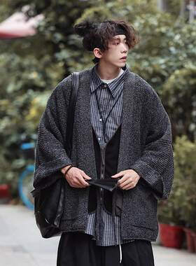 コーデュロイの潮牌日系复古道袍个性毛衣男春秋季宽松开衫针织衫