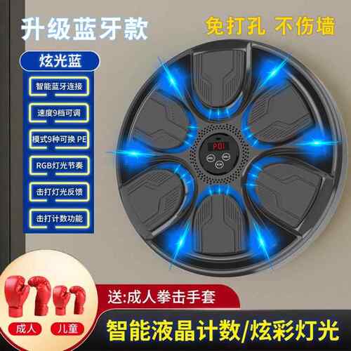 正品智音乐拳机击电子拳击墙靶家用训练器能材反应靶打节悬挂式奏