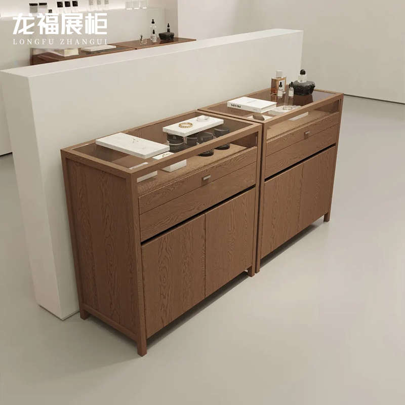 服装店流水台展示台一体收银台边柜中岛柜陈列展示桌靠墙柜斗柜