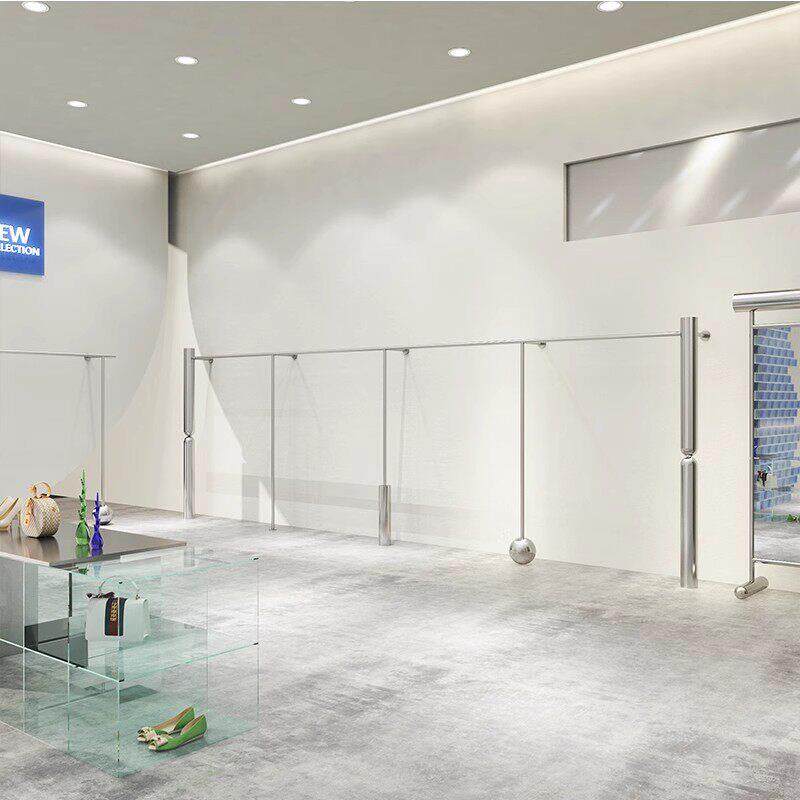不锈钢拉服装店上墙展示架男女装童装专用落地货架陈列道具挂衣架