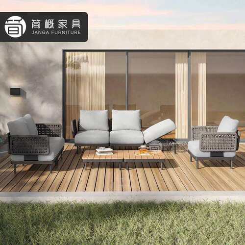 户外别647庭墅沙发组合休水闲露台沙发茶几家具防防院晒室外金属