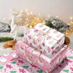 Gift Christmas Packaging Decoration 12pcs Paper Pink