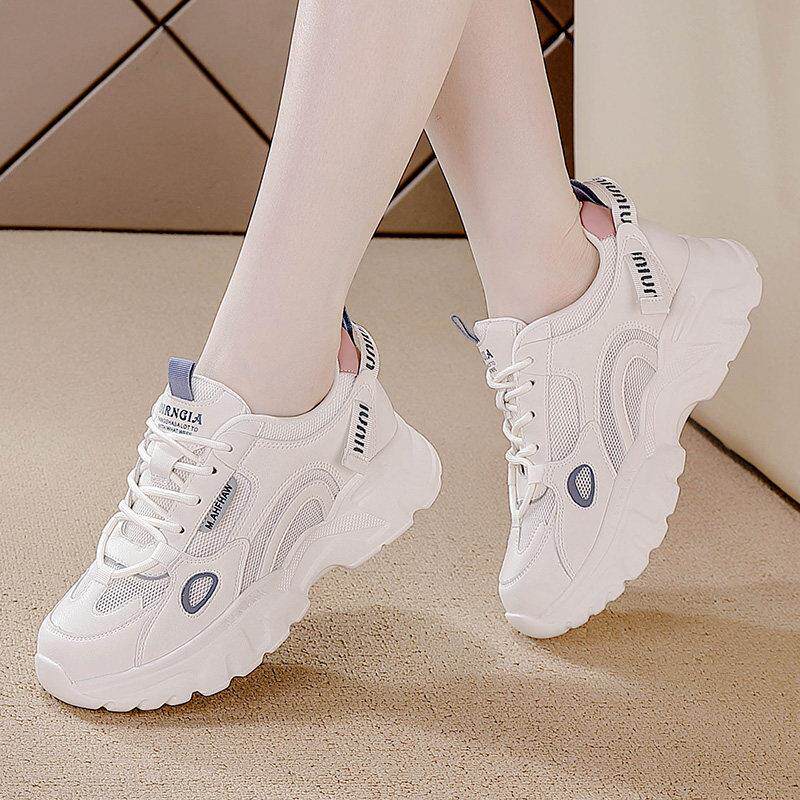 旅游老爹鞋女2025夏季新款百搭软底休闲鞋时尚运动网面透气小白鞋