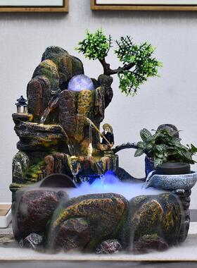 假山小桥流水喷泉摆件客厅办公室桌面循环上水石招财鱼缸创意送礼