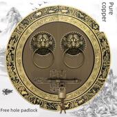 彷古大门锁扣拉手中式 纯铜狮子头兽头门环别墅庭院木门栓插销把手