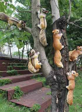 模拟松鼠户外花园雕塑花园庭院爬树装饰品幼儿园装饰树脂工艺品模