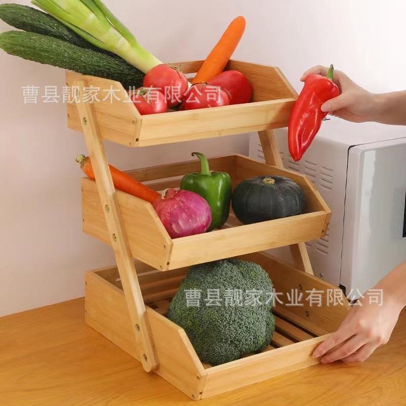 质黑金酥置物架厨木房蔬菜收纳储存多层实木架角收纳整理架厨房落