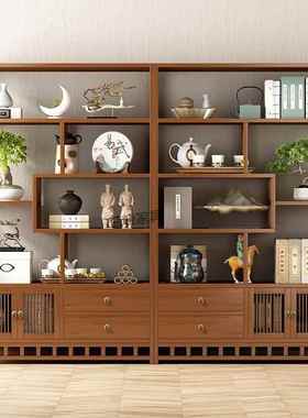 新中式博古茶酒展柜子44273客厅摆放柜架多宝紫砂壶示阁柜