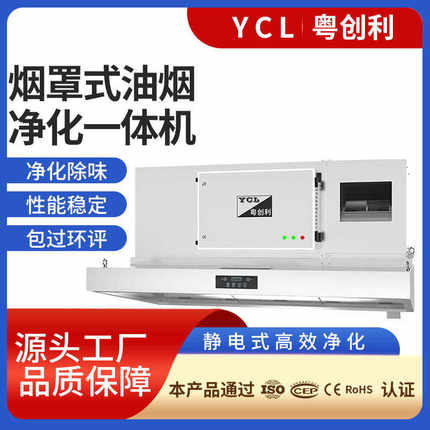 商用厨房油烟净化一体机低空不锈钢静电式油烟净化器饭店抽油烟机