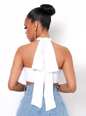 vest sleeveless women party summer tops crop backless