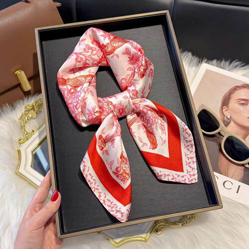 Silk imitation scarf 70cm retro cashew 围巾方巾彷真丝70cm