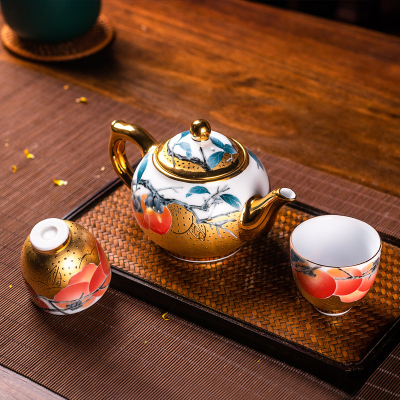 事事如意真金茶具省大师肖建辉手绘茶器陶瓷茶壶高档茶杯家用送礼,餐饮具,茶壶,淘宝优惠券,粉丝福利购,淘宝优惠卷