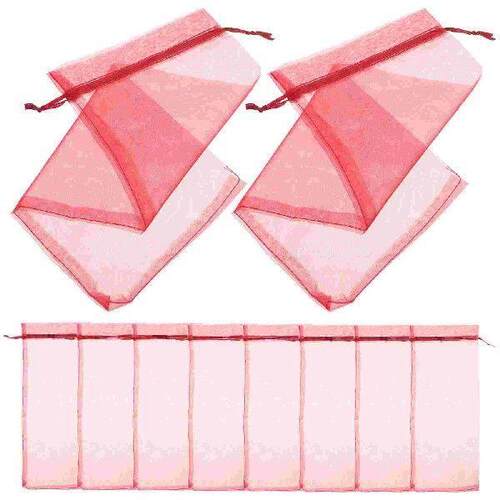 10pcs Sheer Organza Bottle Cover Wrap Gift Bags ( Red)