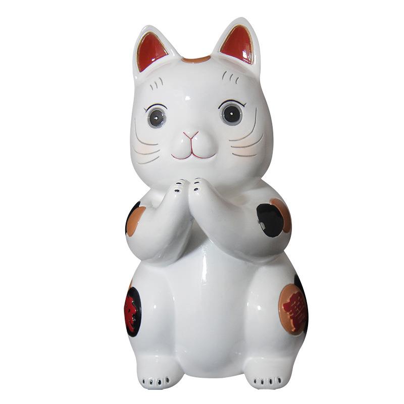 仿陶瓷树脂工艺品可爱拱手猫摆件办公室家居礼品摆饰厂家