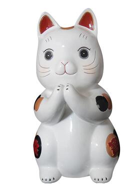 仿陶瓷树脂工艺品可爱拱手猫摆件办公室家居礼品摆饰厂家