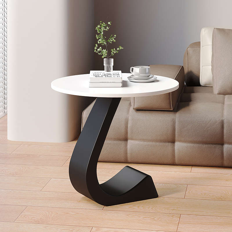 轻奢现代简约家用客厅沙发小边几岩板茶几高级感床头圆桌创意边桌