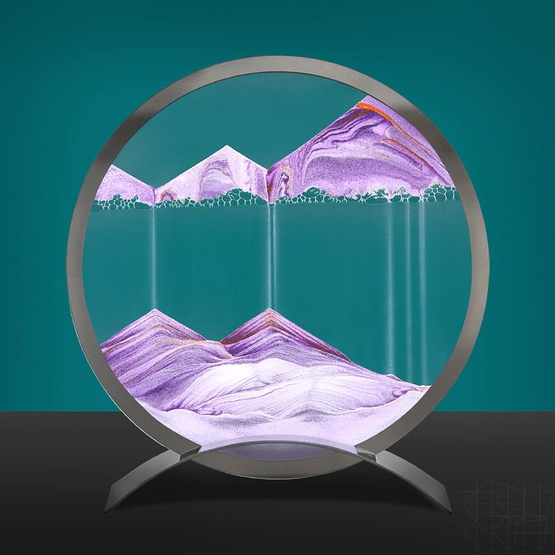 3D立体创意镜面流沙画办公室客厅书房家居摆件玻璃沙漏装饰工艺品图片