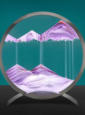 3D立体创意镜面流沙画办公室客厅书房家居摆件玻璃沙漏装饰工艺品