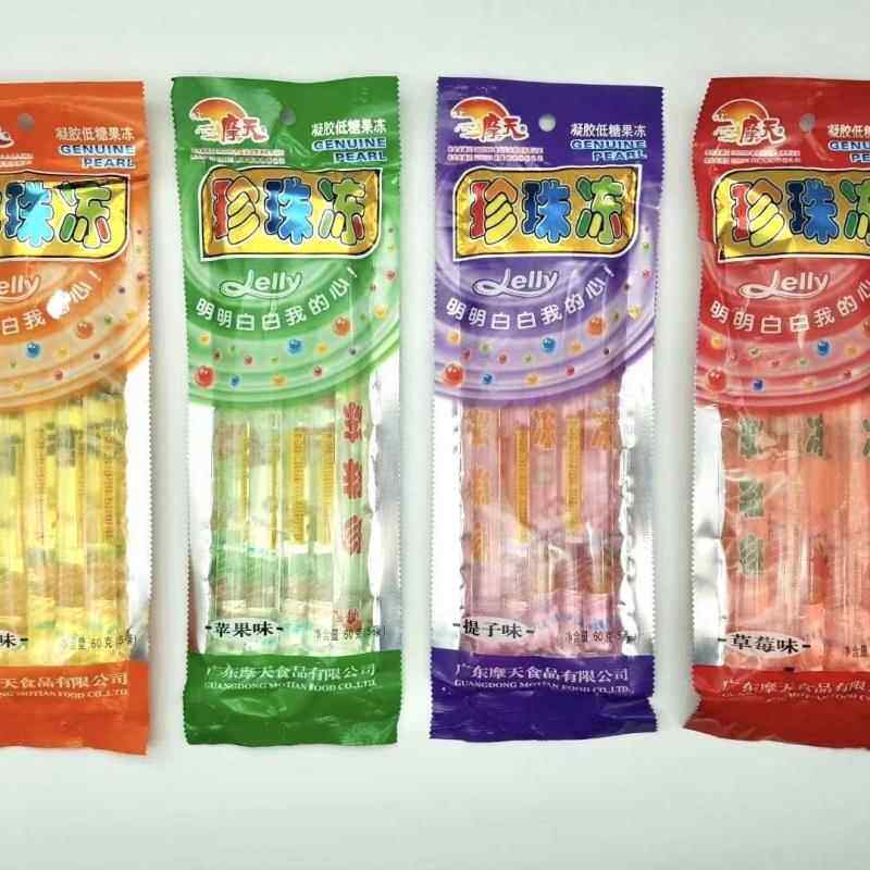 摩天50克珍珠冻苹果提子草莓菠萝味独立小包装经典果冻条休闲零食