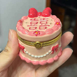 薇妮婚品喜字蛋糕戒指盒求婚订婚领证拍照小道具婚礼跟拍摆拍工具