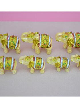 黄色大象7件套家居摆件东南亚风简约办公酒店装饰小象工艺品摆件