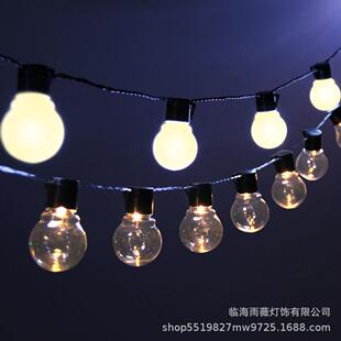 直销新款透明球泡灯串LED户外防水太阳能灯串G50白球挂钩灯泡花园