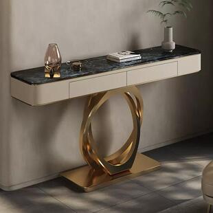 艺术玄关台现代长条案几桌轻奢入户走廊尽头端景吧台装 饰柜极简约