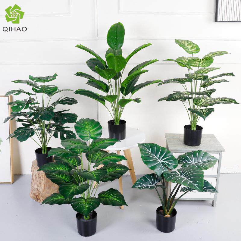 仿真绿植万年青绿萝盆栽 桌面摆件小植物客厅落地 装饰仿真龟背叶