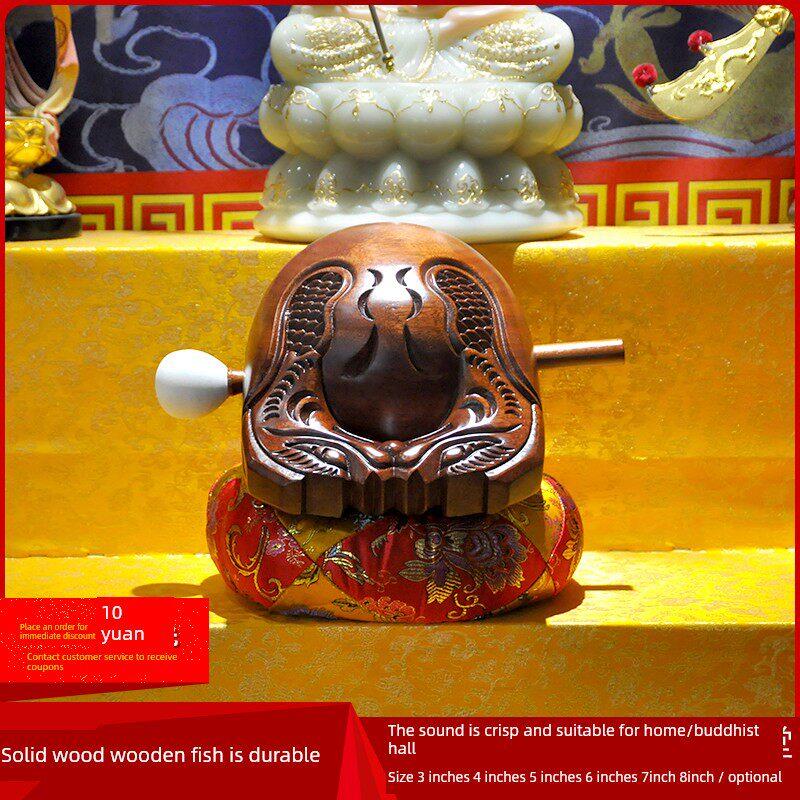 木鱼乐器家用实木打击乐器台湾工艺自然色原木席木棒套装