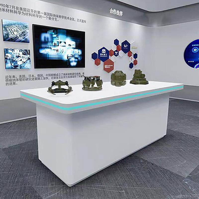 公司展厅展示台科技烤漆门窗样角中岛手机店体验桌无人机发光展柜