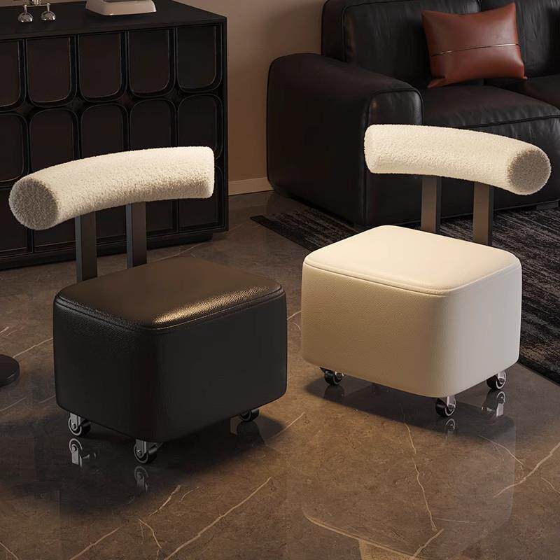 滑轮矮凳溜溜凳客厅家用靠背实木万向轮沙发凳子可移动板凳小椅子