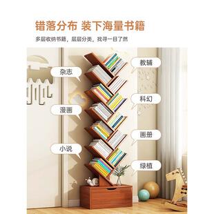 复古形书架书创意置物架落地柜籍SJ0005手图绘本书馆收纳树架多层