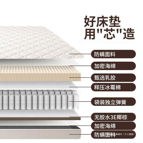 席簧思弹床垫20cm厚家用BDY经型济椰棕垫软硬两用梦1.8m酒店乳胶