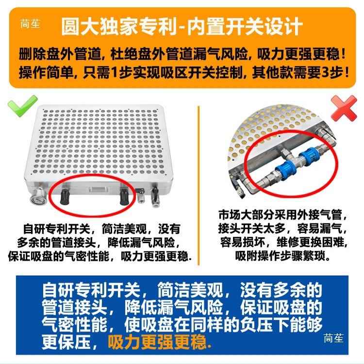 空吸盘工业cnc置开关不漏气3层保压孔气腔多式LIW大真内吸力平台
