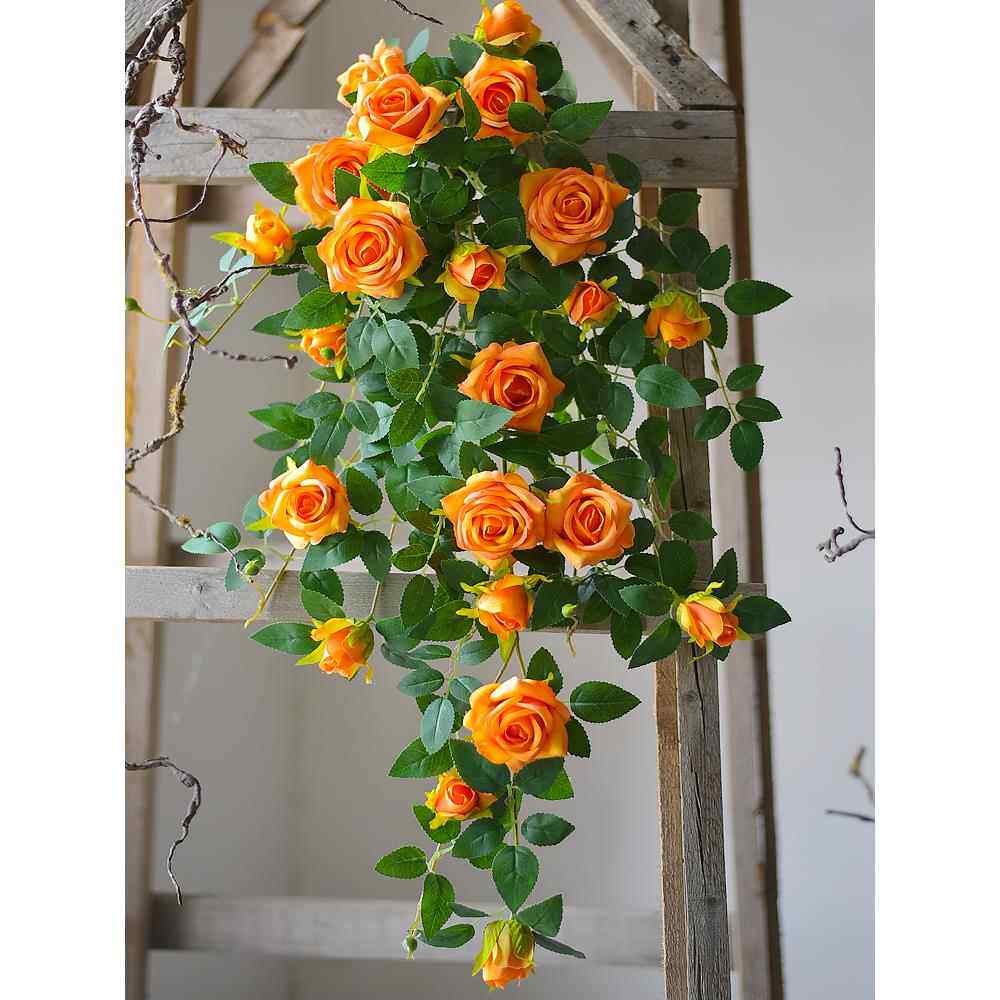 采购产品模拟玫瑰,挂墙花,假花,藤蔓,挂篮子,挂兰花,绿色植
