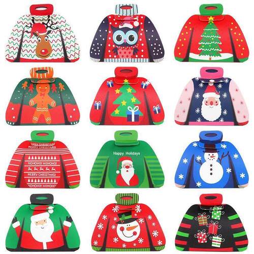 12/24Pcs Christmas Candy Box Cloth Shape Chocolate Gift Pack