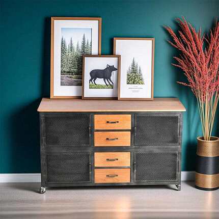 铁艺轻奢储物柜抽屉式收纳柜卧室客厅可移动边柜家用置物柜装饰柜