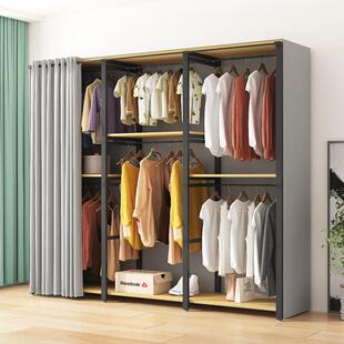 7T衣柜FRE家用卧室加出易租房用全钢架厚粗加简衣柜小户型衣帽间