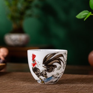 大吉大利书法主人杯国家级大师刘培竹手绘陶瓷杯家用茶器收藏送礼