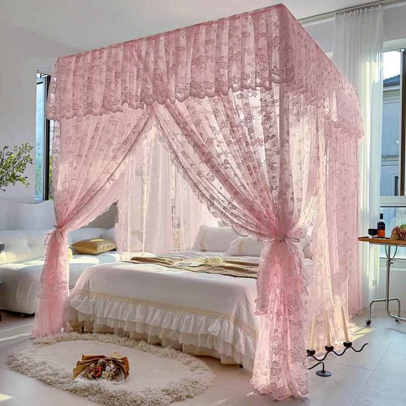 式蕾丝蚊法加帐FT688-FT家用落地宫开廷三门公主风厚卧室防蚊床幔