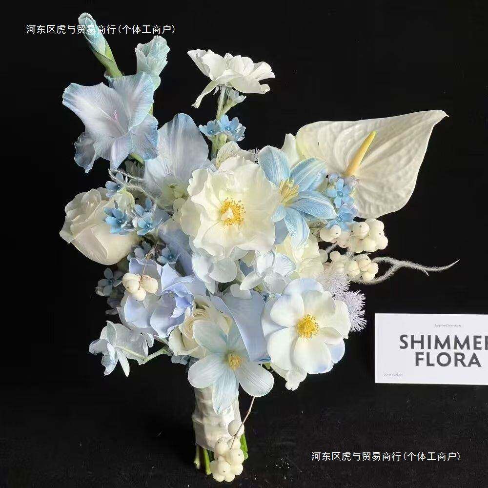 婚礼韩式手捧手捧花新娘手捧结婚出片郁金香领证仿真花拍照道具