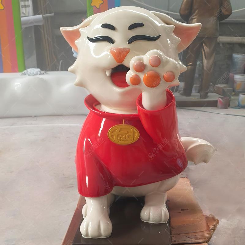 大型招财猫摆件户外玻璃钢雕塑广商场酒店门口商业街落地装饰美陈