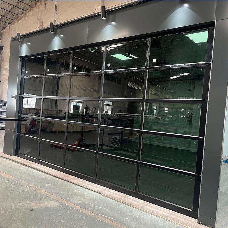 防工玮佳业提升门4S店透镜面无视框玻璃车库门铝合金电库动翻板盗