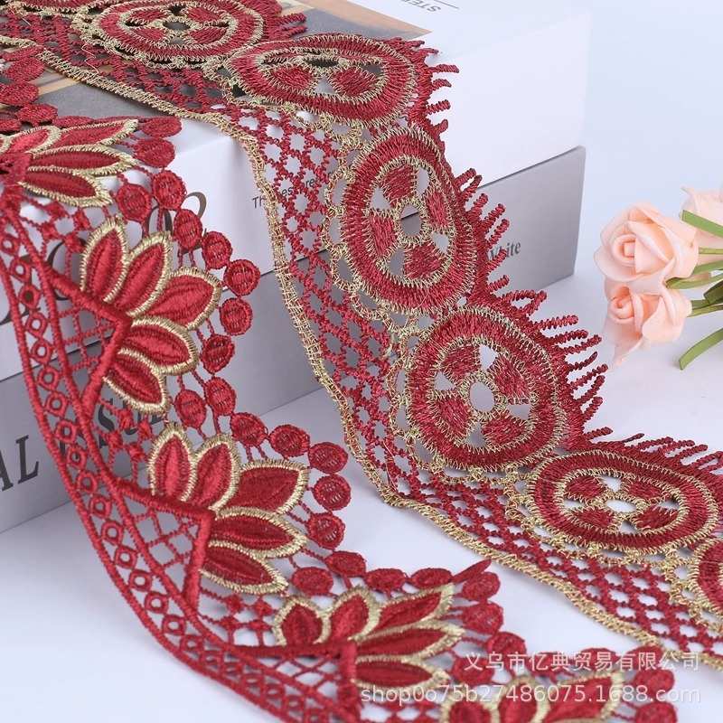 10码红色花边金线蕾丝服装辅料沙发抱枕坐垫装饰花边窗帘花边DIY