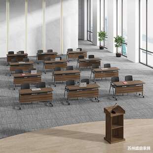 培训折叠会议桌可移动滚轮长条形拼接会议桌办公桌钢架翻板洽谈桌