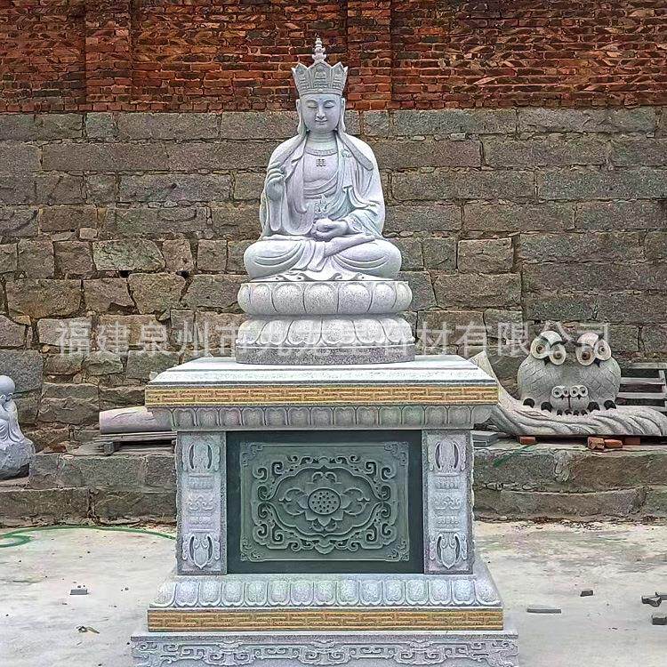 地藏王菩萨石像工厂定做寺庙石雕地藏王菩萨景区芝麻白地藏王