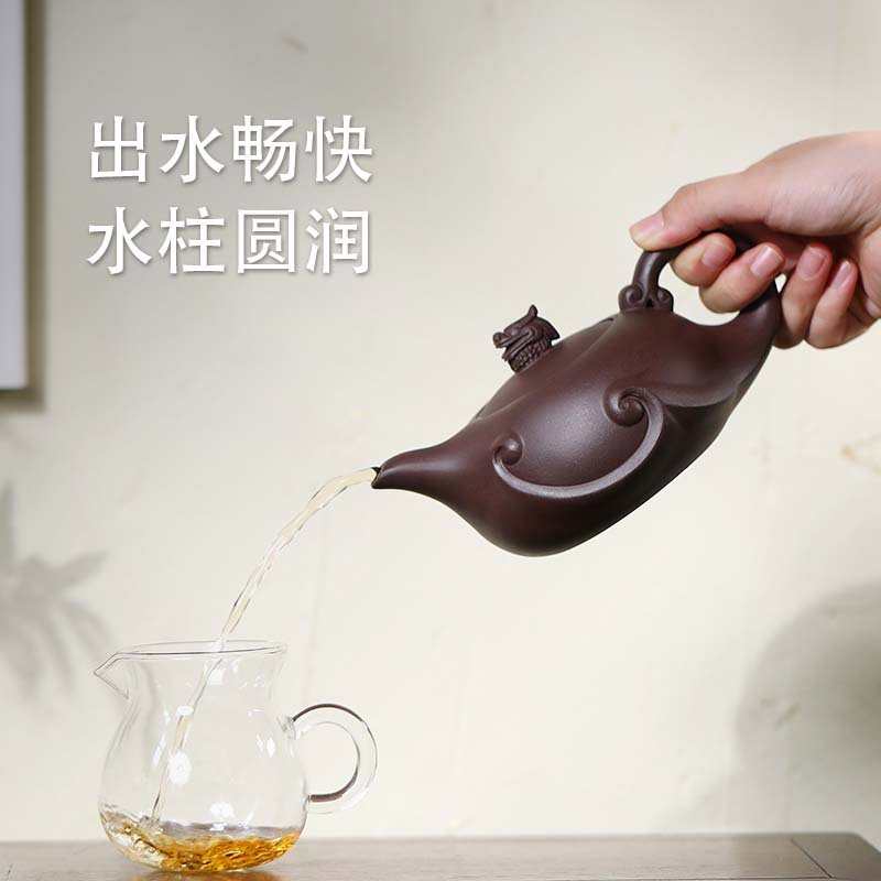 宜兴龙瀛壶厂家批发大容量泡茶壶原矿老紫泥茶具纯全手工紫砂壶