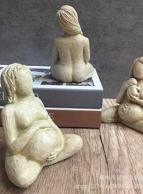 直销新款跨境热款仿泥雕妊娠三部曲家居卧室客厅餐厅桌面装饰品人