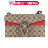 全新古驰GUCCI新款 钻扣小号酒神棕色印花红配皮单肩斜挎包女包