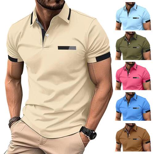 Men's shirt with fake chest pocket and flip shirt top for